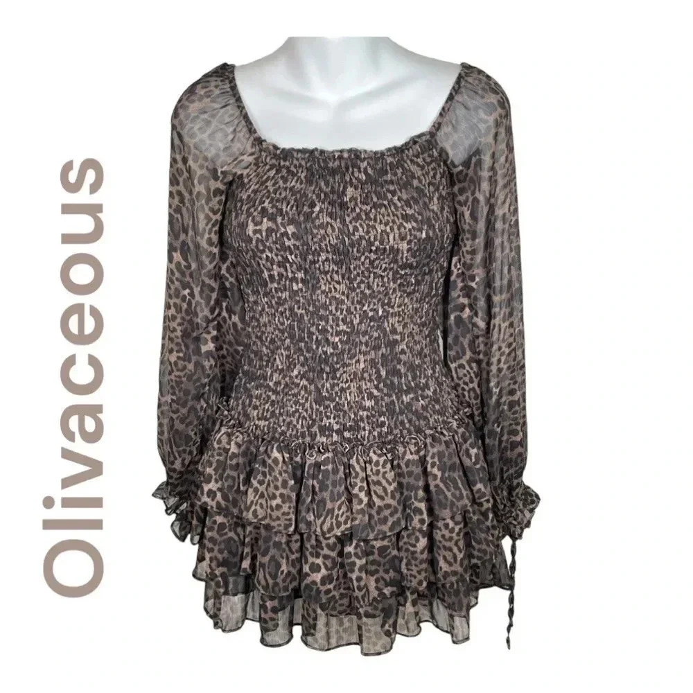 Olivaceous Cheetah Print Dress‎